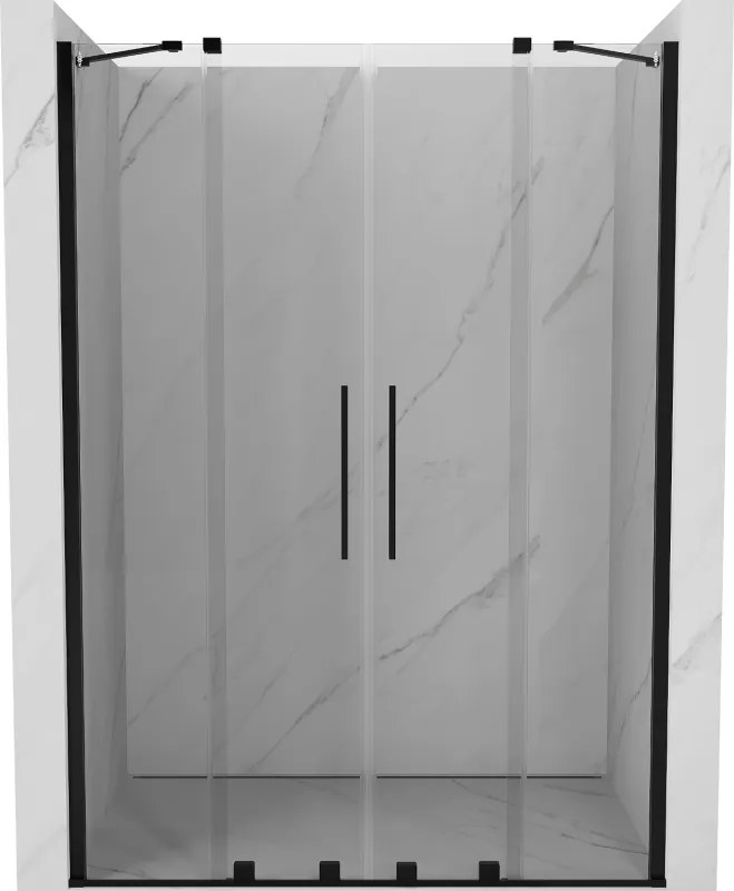 Mexen Velar Duo, posuvné dvere do otvoru 160x200 cm, 8mm číre sklo, čierna matná, 871-160-000-02-70