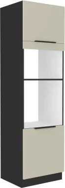 Vysoká skriňa pre vstavanú a mikrovlnnú rúru Arona, 60 cm, kašmírová/čierna%