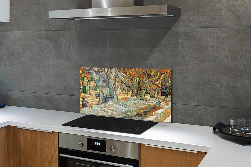Sklenený obklad do kuchyne Art abstraktné mestský trh 120x60 cm
