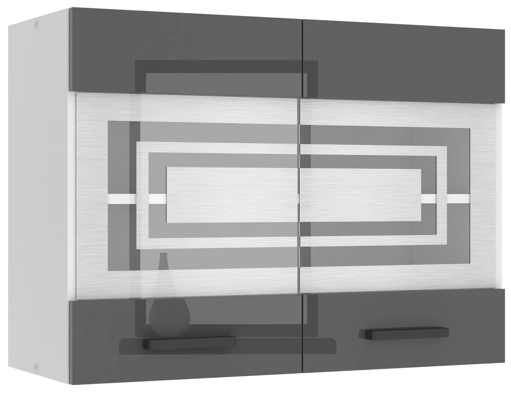 Kuchynská skrinka Belini Premium Full Version horná 80 cm šedý lesk