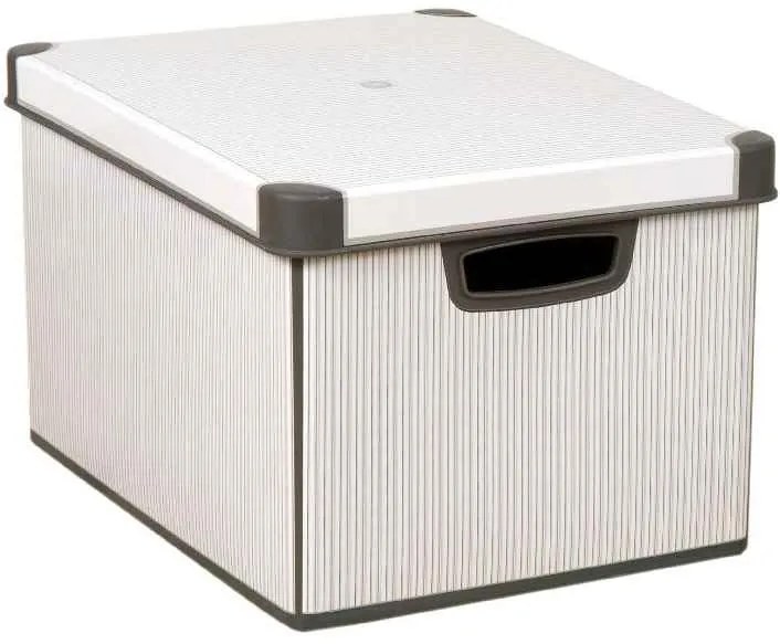 CURVER CLASSICO L box úložný dekoratívny 39,5 x 29,5 x 25 cm sivá/biela 04711-D41