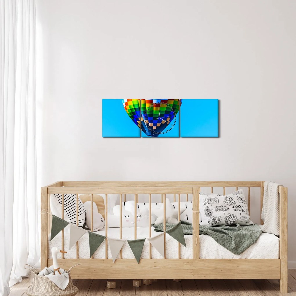 Obraz - Teplovzdušný balón (s hodinami) (90x30 cm)