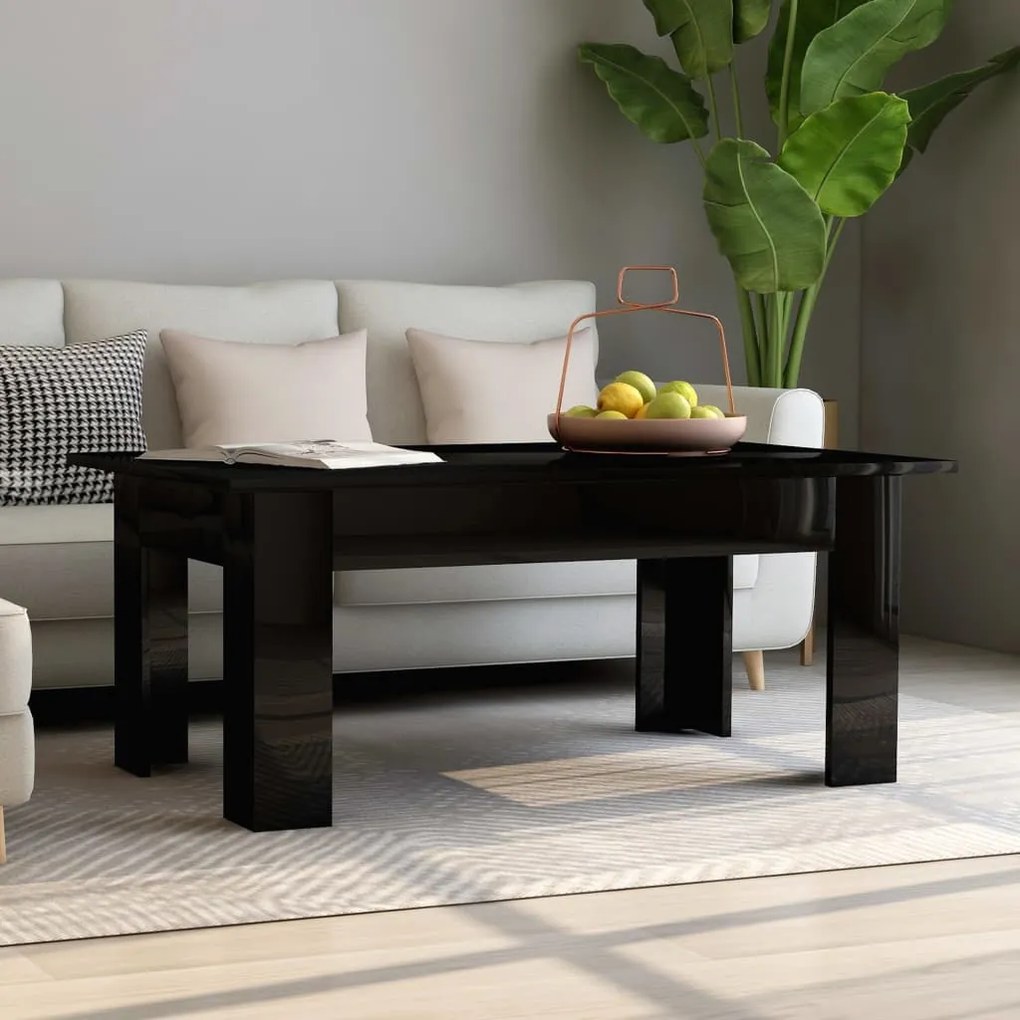 vidaXL Konferenčný stolík lesklý čierny 100x60x42 cm drevotrieska