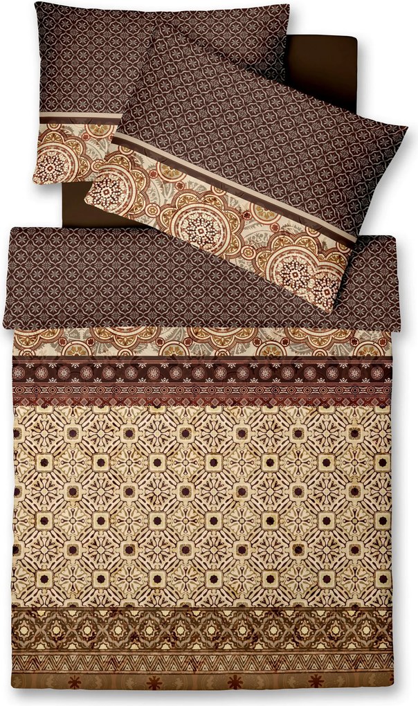 XXXLutz POSTEĽNÁ BIELIZEŇ, makosatén, hnedá, piesková, béžová, sivohnedá, 140/200 cm Fleuresse - Obliečky & plachty - 003273076801