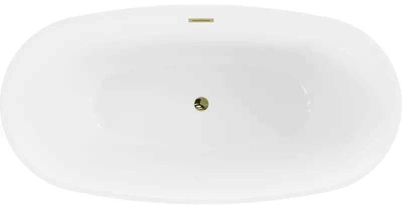 Mexen Eris, voľne stojaca vaňa 180 x 95 cm, biela, zlatý lesklý prepad, 53441809500-50