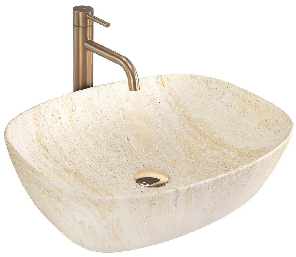 Rea Freja, umývadlo na dosku 512x396x137mm, imitácia kameňa-travertín matný, REA-U6689