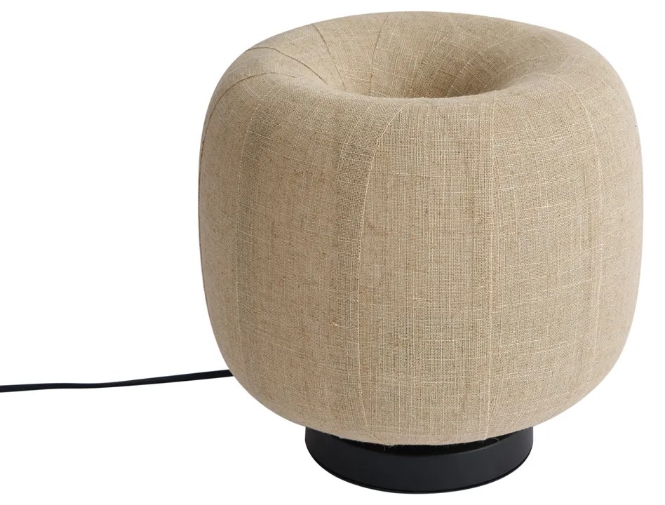 Japandi stolná lampa čierna s béžovým ľanovým tienidlom 27cm - Nami