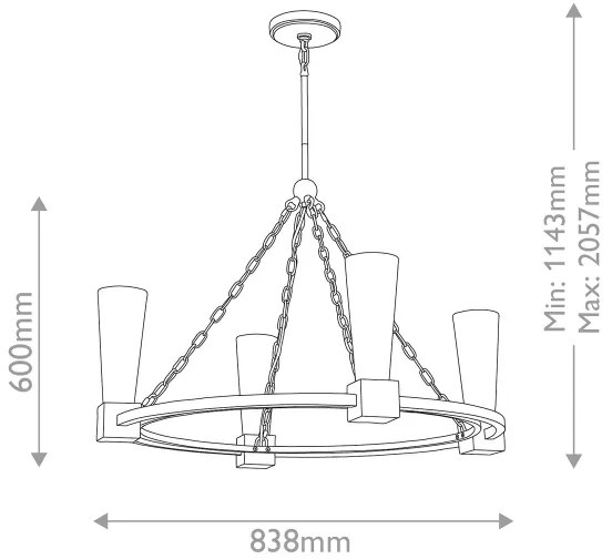 Elstead KRISTY4-DG-OPAL - Luster na tyči KRISTY 4xE27/40W/230V medený