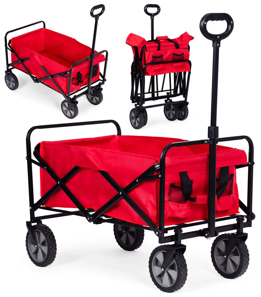 Skladací transportný záhradný vozík - červený 47x105 cm MultiGarden