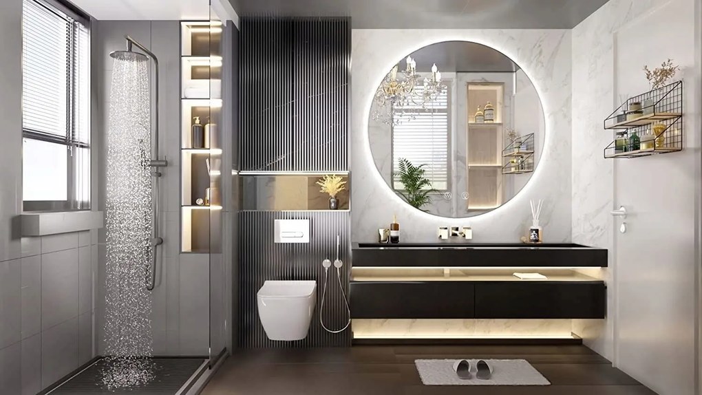 Okrúhle dotykové zrkadlo s LED osvetlením HZJ090 90 cm