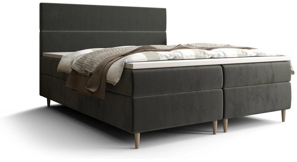 Manželská posteľ Boxspring 160 cm Flu (tmavosivá) (s matracom a úložným priestorom). Vlastná spoľahlivá doprava až k Vám domov. 1046546