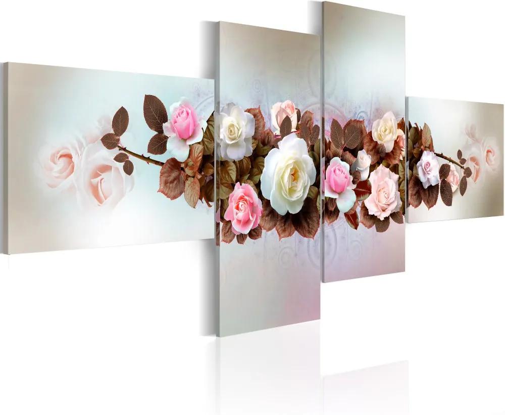 Obraz na plátne Bimago - Kytice růží 100x45 cm