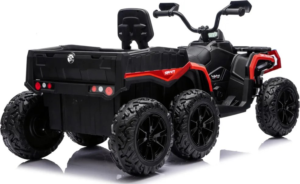 LEAN CARS Štvorkolka na batérie ATV 6 kolies s prívesom JC606 24V 4x4 červená