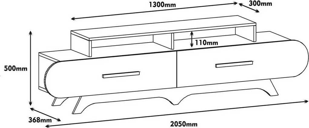 Televízny stolík Flora v bielej a orechovej farbe