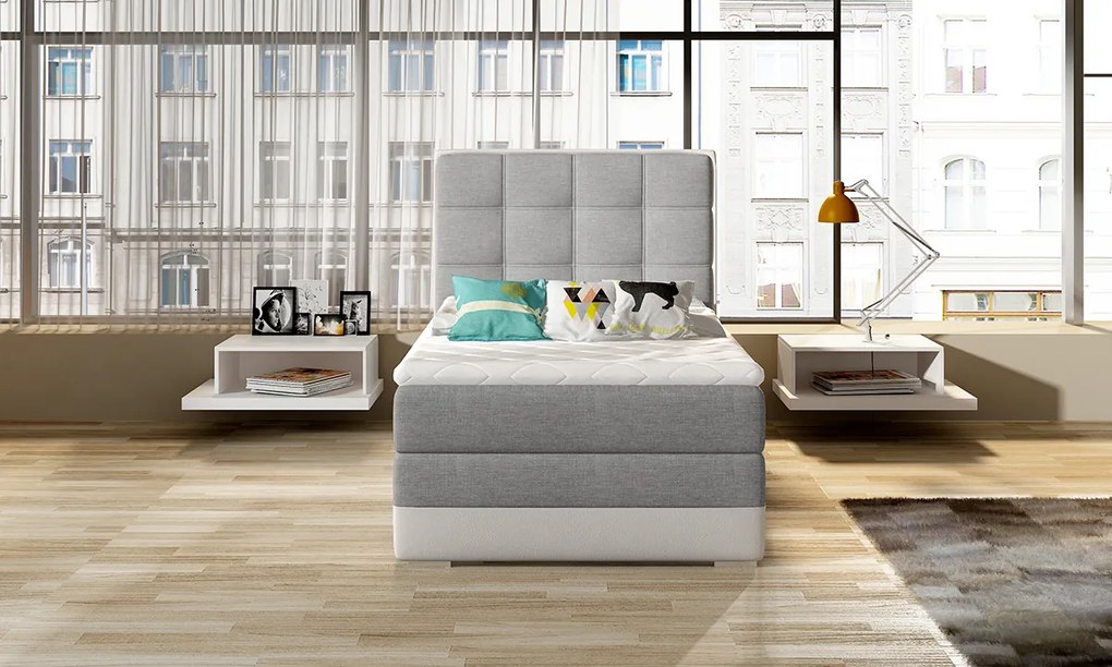 Čalúnená jednolôžková posteľ Alessandra 90 L - žltá / čierna