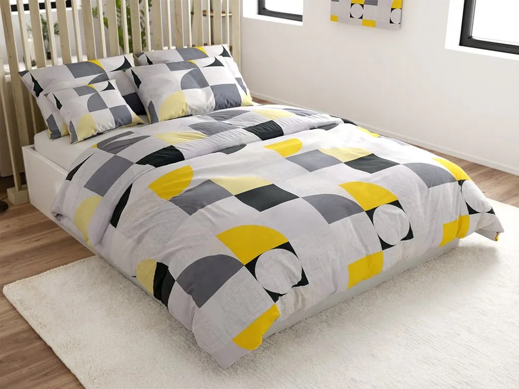 Krepové obliečky z Renforcé bavlny GEOMETRIES krémové Rozmer obliečky: 70 x 90 cm | 140 x 200 cm