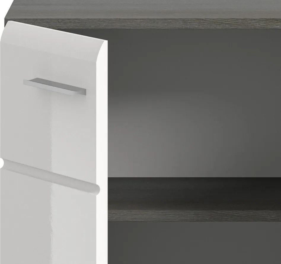 Skrinka Salsa, 60 cm, šedý dub/biela lesk