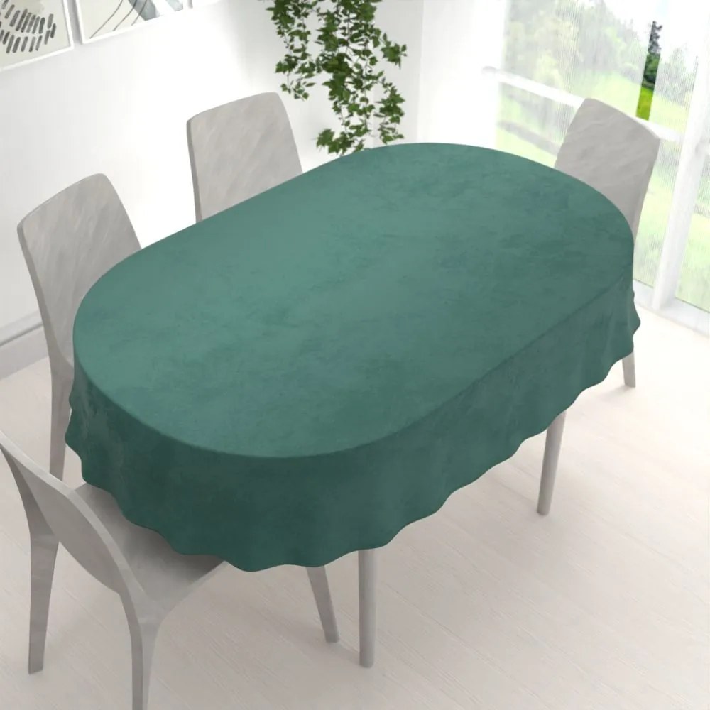 Biante Veľký zamatový oválny obrus Velvet Premium SVP-044 Lesná zelená 160x200 cm