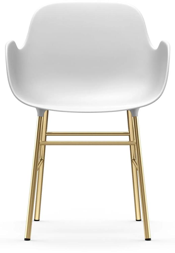Stolička Form Armchair – biela/mosadzná