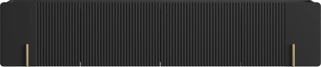 Závesný TV stolík Malmi 200 cm - čierny mat / zlatá