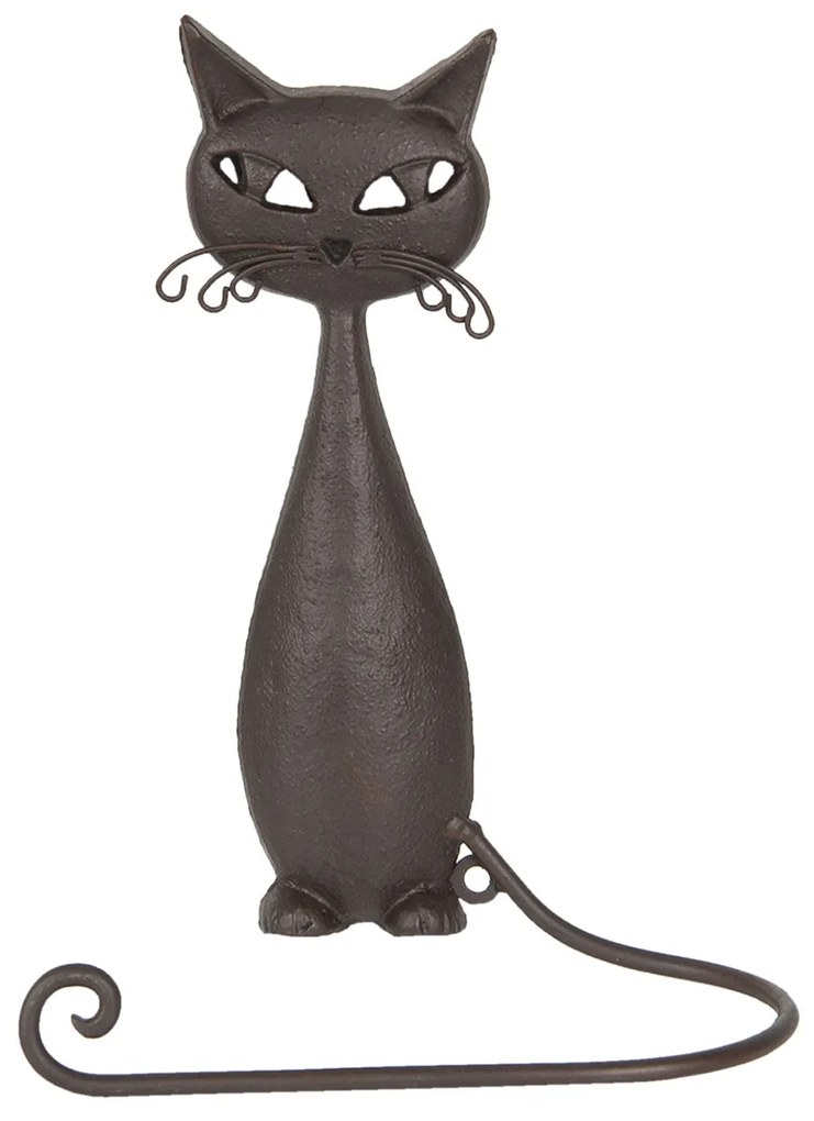 Hnedý kovový držiak na uterák mačka - 19 * 9 * 28 cm