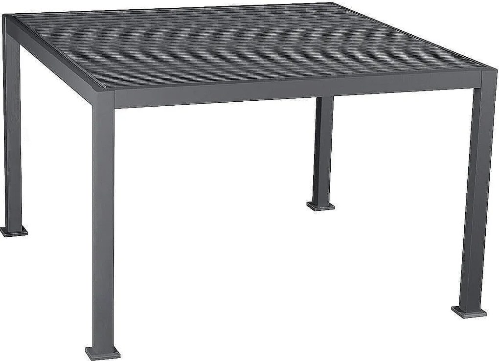 DEOKORK Záhradný hliníkový altánok elektrický MEGAN 4x3 m (grafit)
