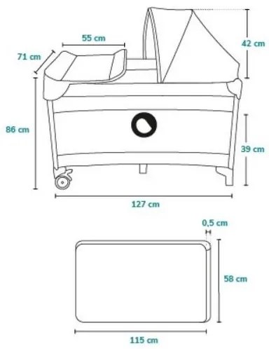 Lionelo - Cestovná postieľka SVEN PLUS sivá/žltá