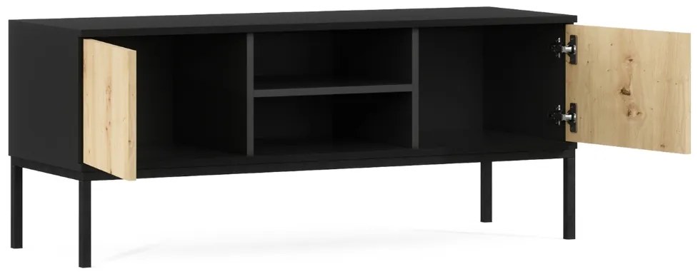 TV stolík LANZZI 120x40 cm, čierna/dub artisan