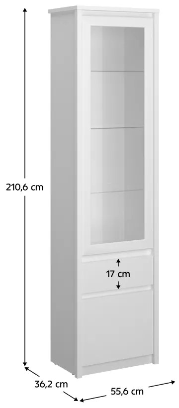 Vitrína Erodin 1D1W1S - biela