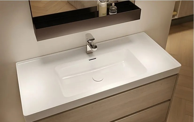 Cersanit Crea, závesná skrinka s umývadlom 100cm, set B117, dub, S801-290