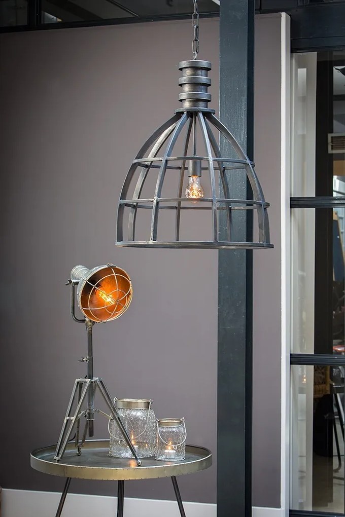 Šedá stolná lampa na trojnožke s bronzovou patinou Damyan - 35*30*77 cm/40W