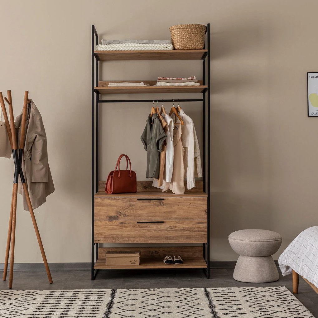 Šatníková skriňa Dynamic 104 cm borovica Atlantic/čierna