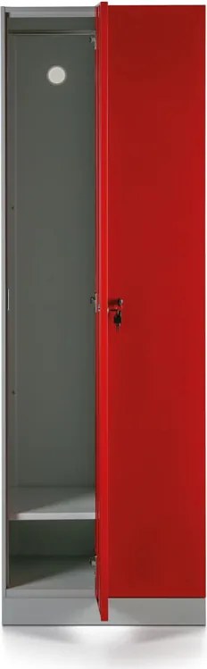 Kovová šatníková skrinka S1, 2-dverová, 1850 x 600 x 500 mm, demont, cylindrický zámok, červené dvere