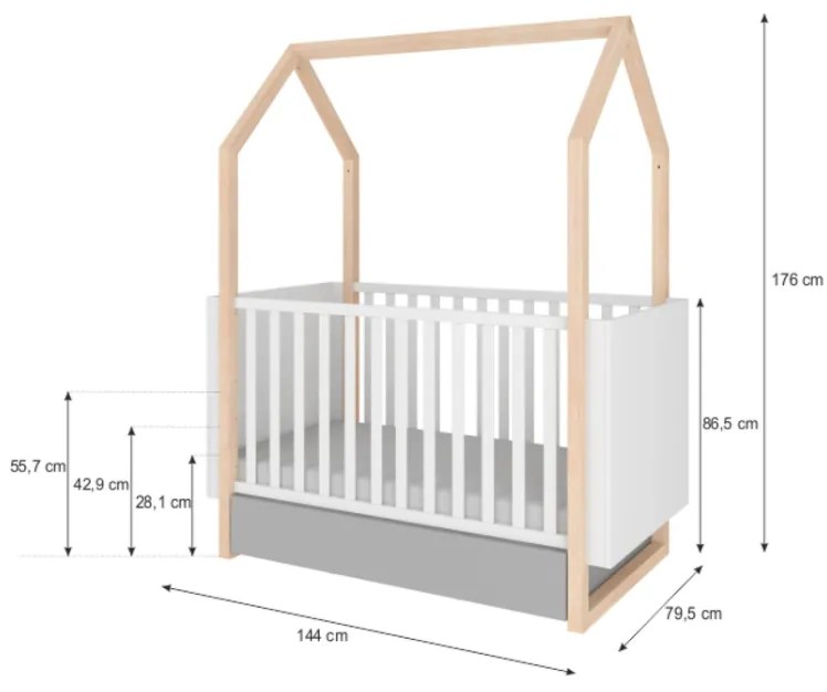 PROXIMA.store - Detská posteľ v tvare domčeka PINETTE so šuflíkom - 70x140