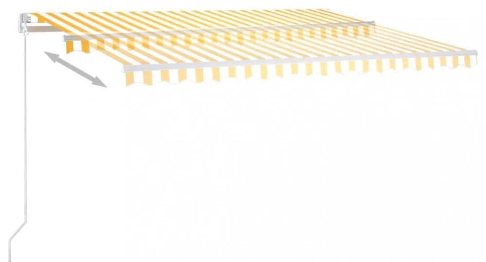 Ručne zaťahovacia markíza s LED svetlom 450x300 cm Dekorhome Biela / žltá