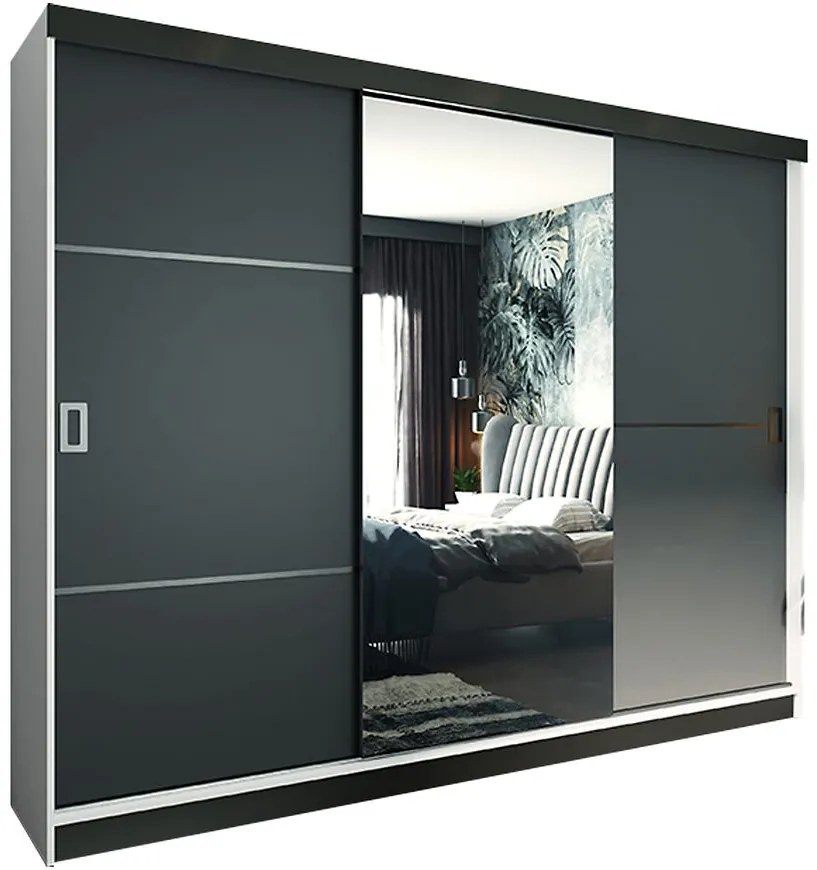 Skriňa Retro 200 2L Biely / Dvierka grafit