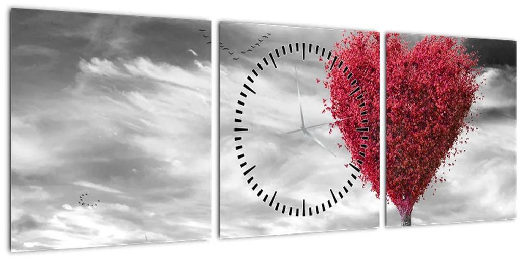 Obraz - Srdce korunou stromu (s hodinami) (90x30 cm)