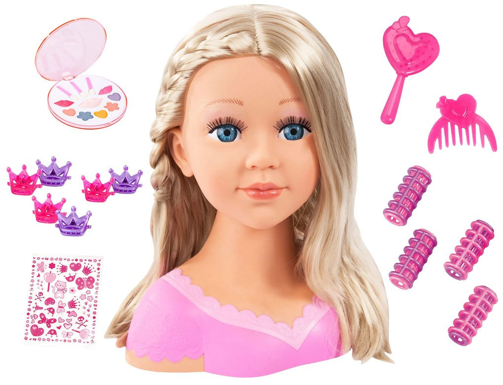 Bayer Design Hlava bábiky Charlene Super Model na česanie a líčenie (blond)  (100396275)