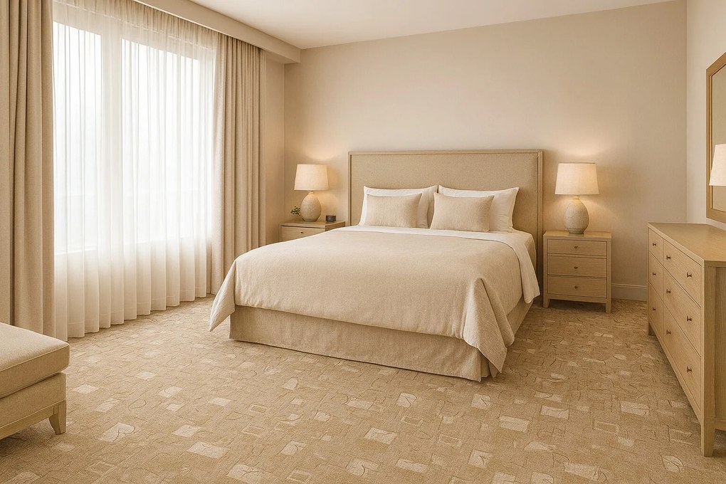 AladinWorld Expres, Metrážny koberec Libra 35, na mieru, šíře 4m,5m, béžová, filc, chodba / predsieň