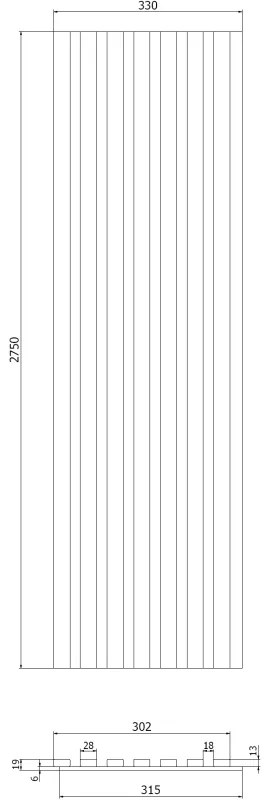 Mexen Lam-F, akustické stenové lamely 275 × 31,5 cm, filc 6 mm, strieborná, S105-275317-2812-056