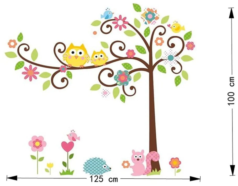Nástenná detská samolepka Ambiance Tree and Owl