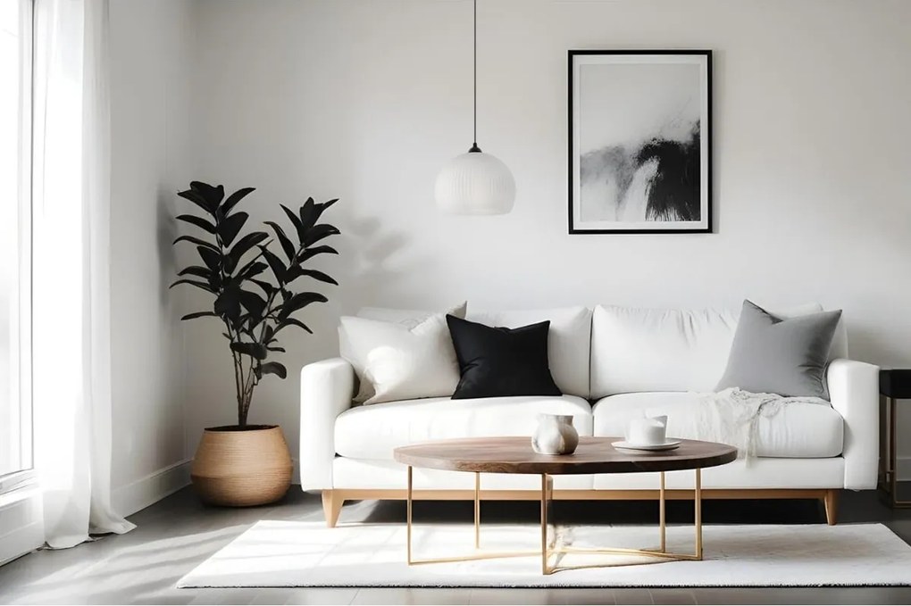 Závesné svietidlo Riffle 5, 1x biele sklenené tienidlo, b