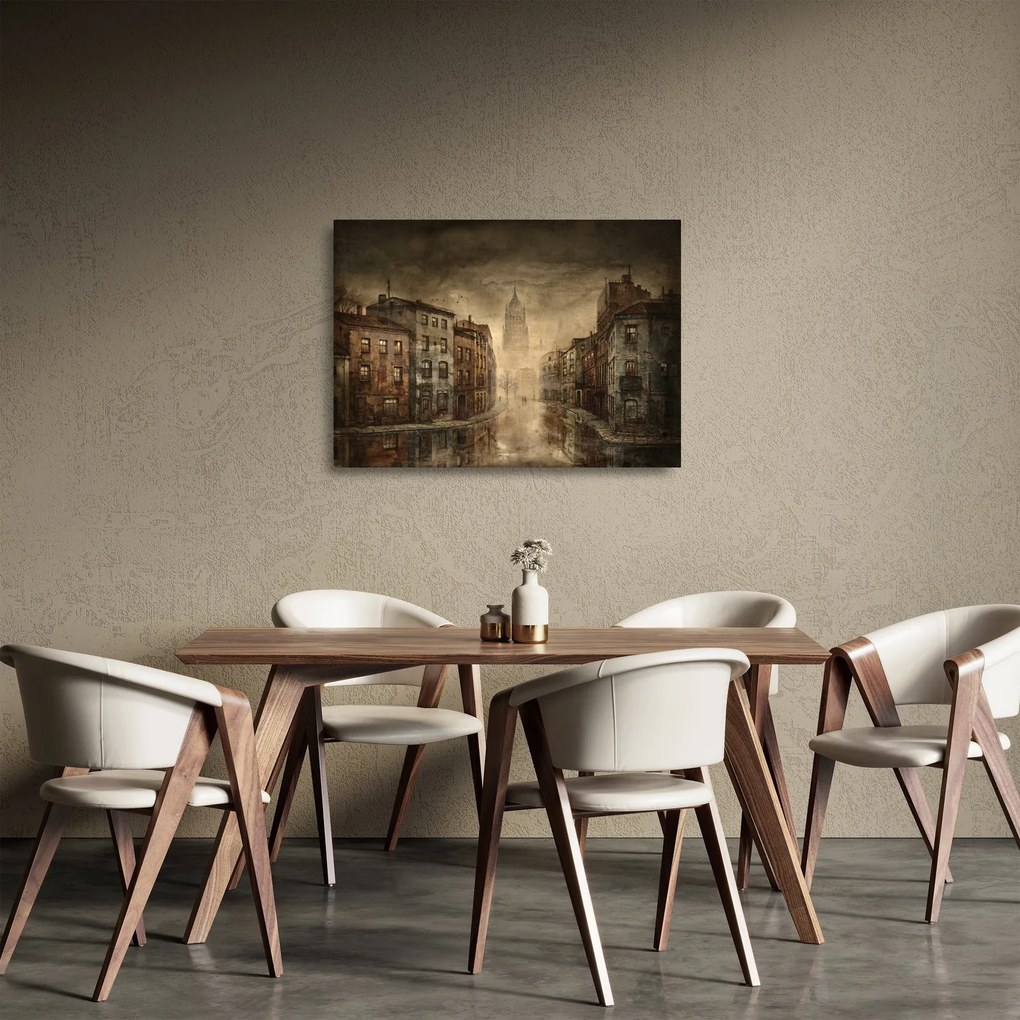 Sklenený obraz - Maľba mesta (70x50 cm)