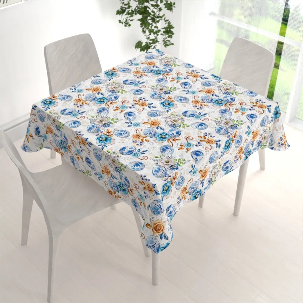 Biante Dekoračný štvorcový obrus Leona LN-114 Modré kraslice 50x50 cm
