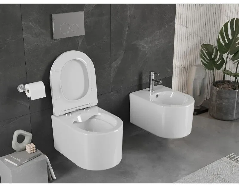 Mexen SOFIA Rimless závesná wc misa so sedátkom s pomalým zatváraním, 49 x 37 cm, biela, 30540300