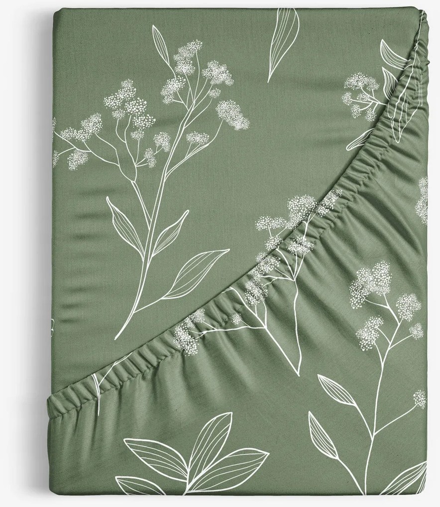Goldea bavlnená napínacia plachta - bylinkové lístky 90 x 200 cm