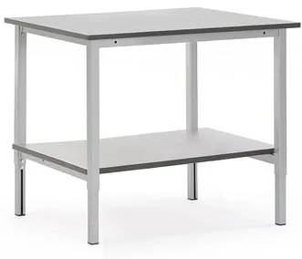 Manuálne výškovo nastaviteľný dielenský stôl MOTION, so spodnou policou, 1200x800 mm