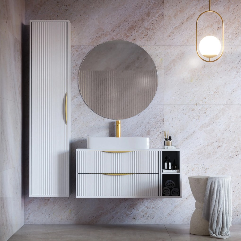 Závěsná skříňka pod umyvadlo Avila s deskou 80 cm bílá/zlatá