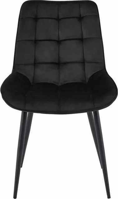 Set štyroch jedálenských stoličiek BERA zamatové čierne / čierne nohy (4ks)
