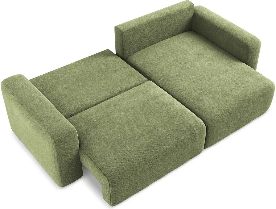 Zelená ženilková rozkladacia/s úložným priestorom rohová pohovka (pravý roh/s leňoškou) Kona – Makamii